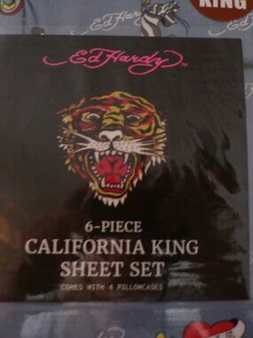 Ed Hardy CAL KING 6-piece sheet set NEW Love Kills Skulls Skeleton